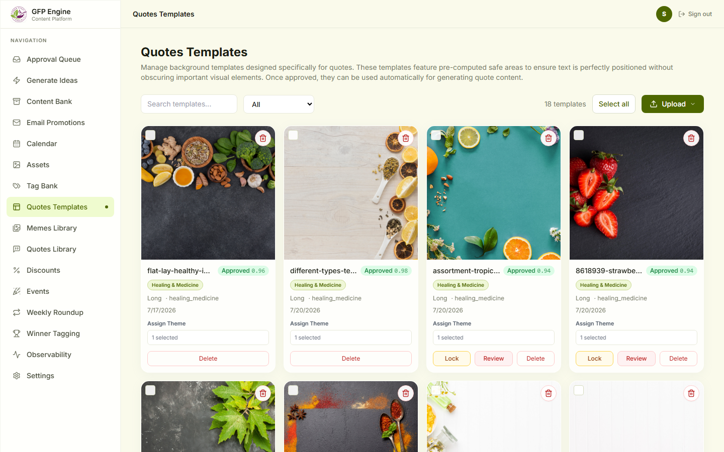 Good Food Project quote templates safe space